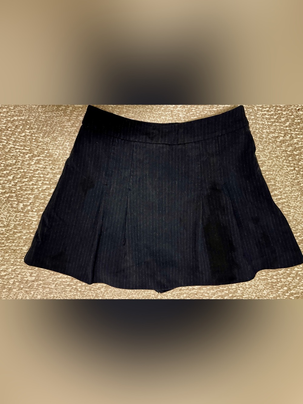 Zara Pinstripe Pleated Mini Skort Black Size XS